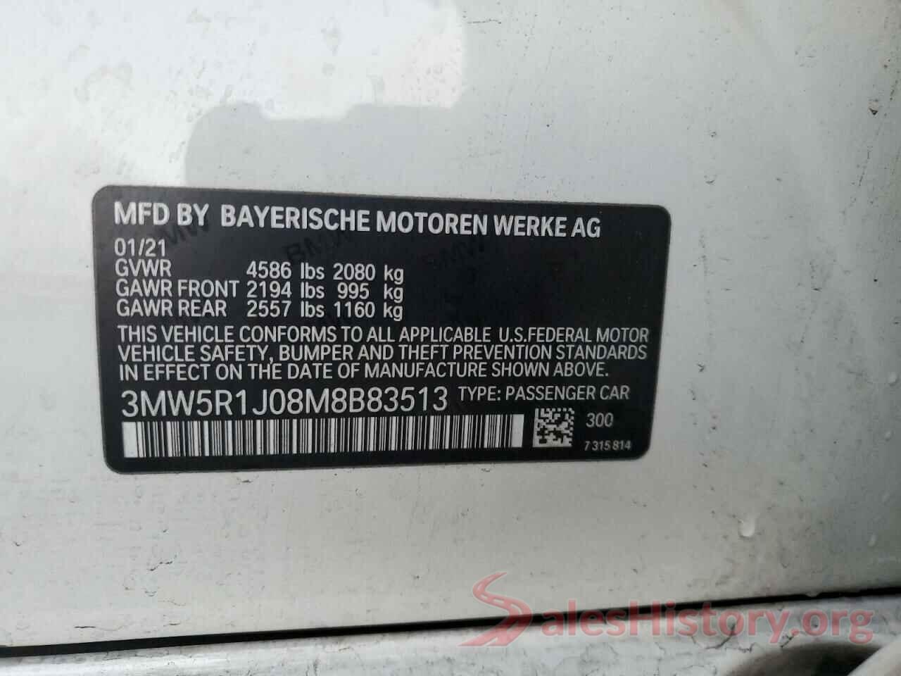 3MW5R1J08M8B83513 2021 BMW 3 SERIES