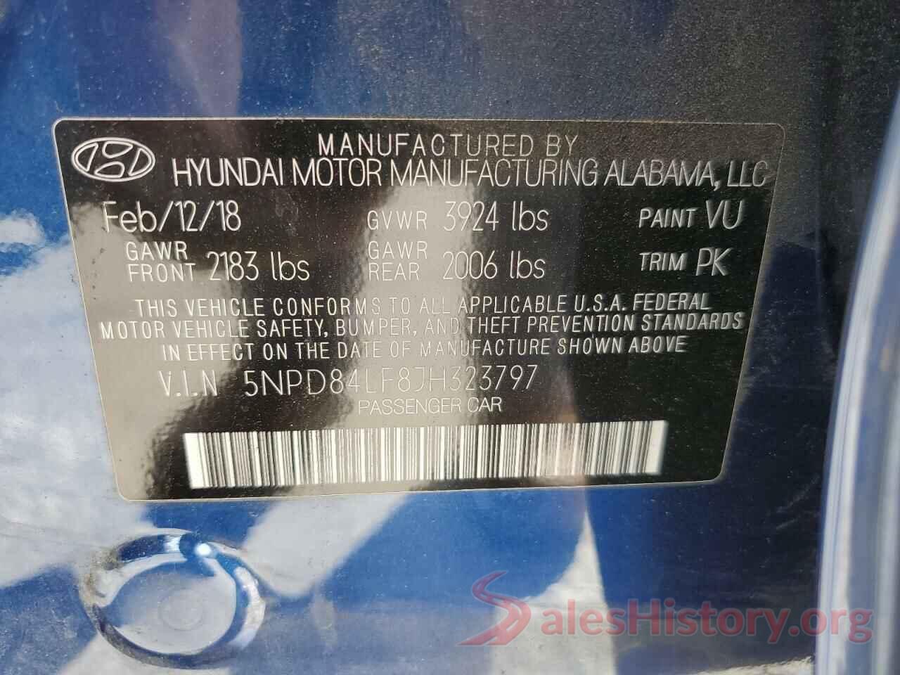 5NPD84LF8JH323797 2018 HYUNDAI ELANTRA