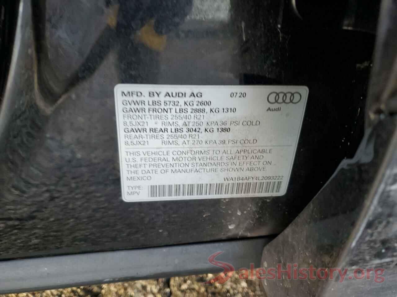 WA1B4AFY4L2093222 2020 AUDI SQ5