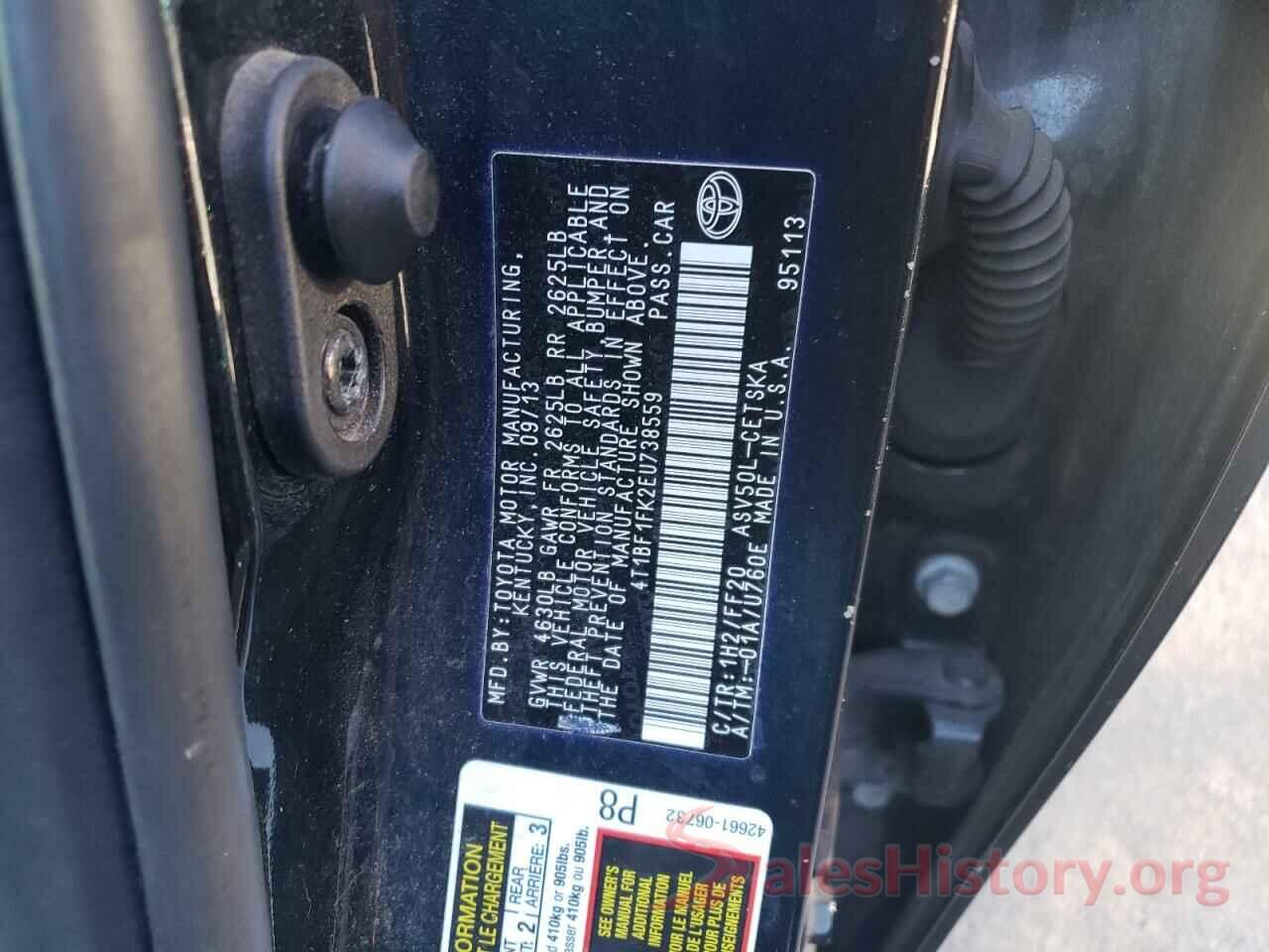 4T1BF1FK2EU738559 2014 TOYOTA CAMRY