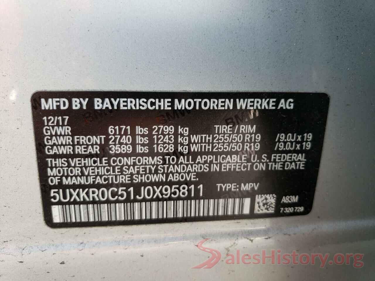 5UXKR0C51J0X95811 2018 BMW X5