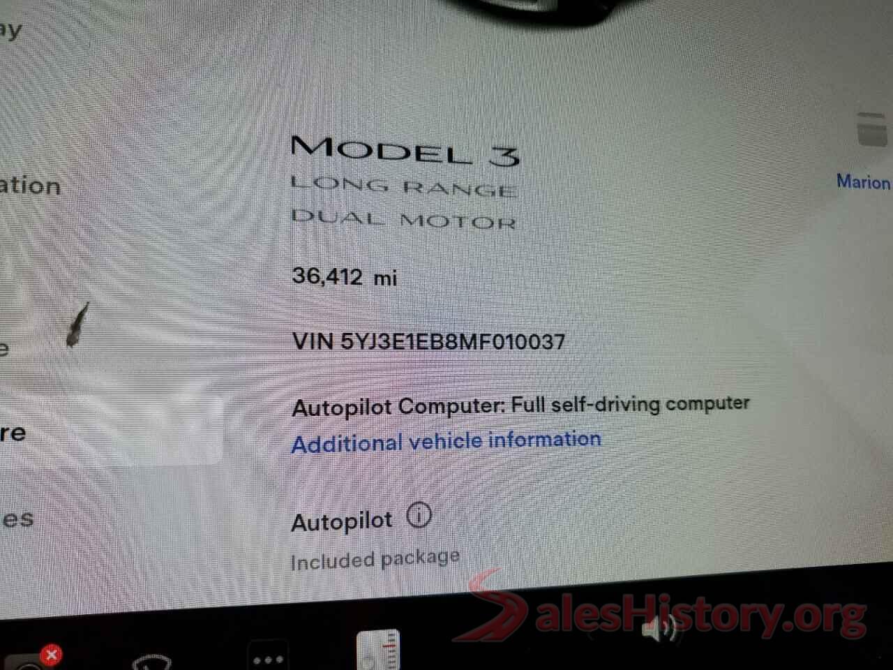 5YJ3E1EB8MF010037 2021 TESLA MODEL 3