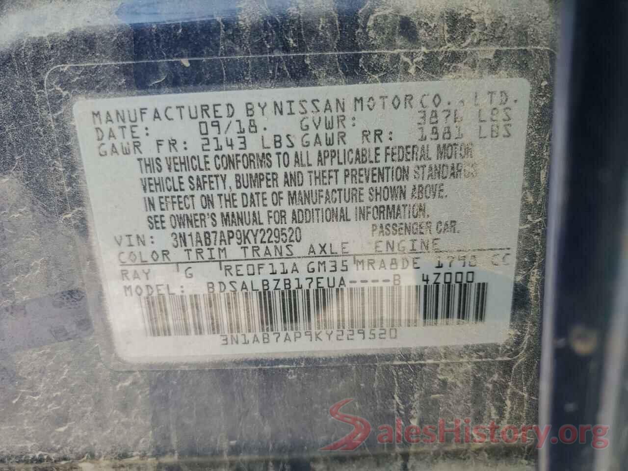 3N1AB7AP9KY229520 2019 NISSAN SENTRA