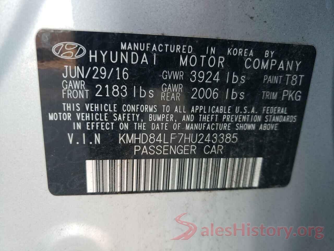 KMHD84LF7HU243385 2017 HYUNDAI ELANTRA