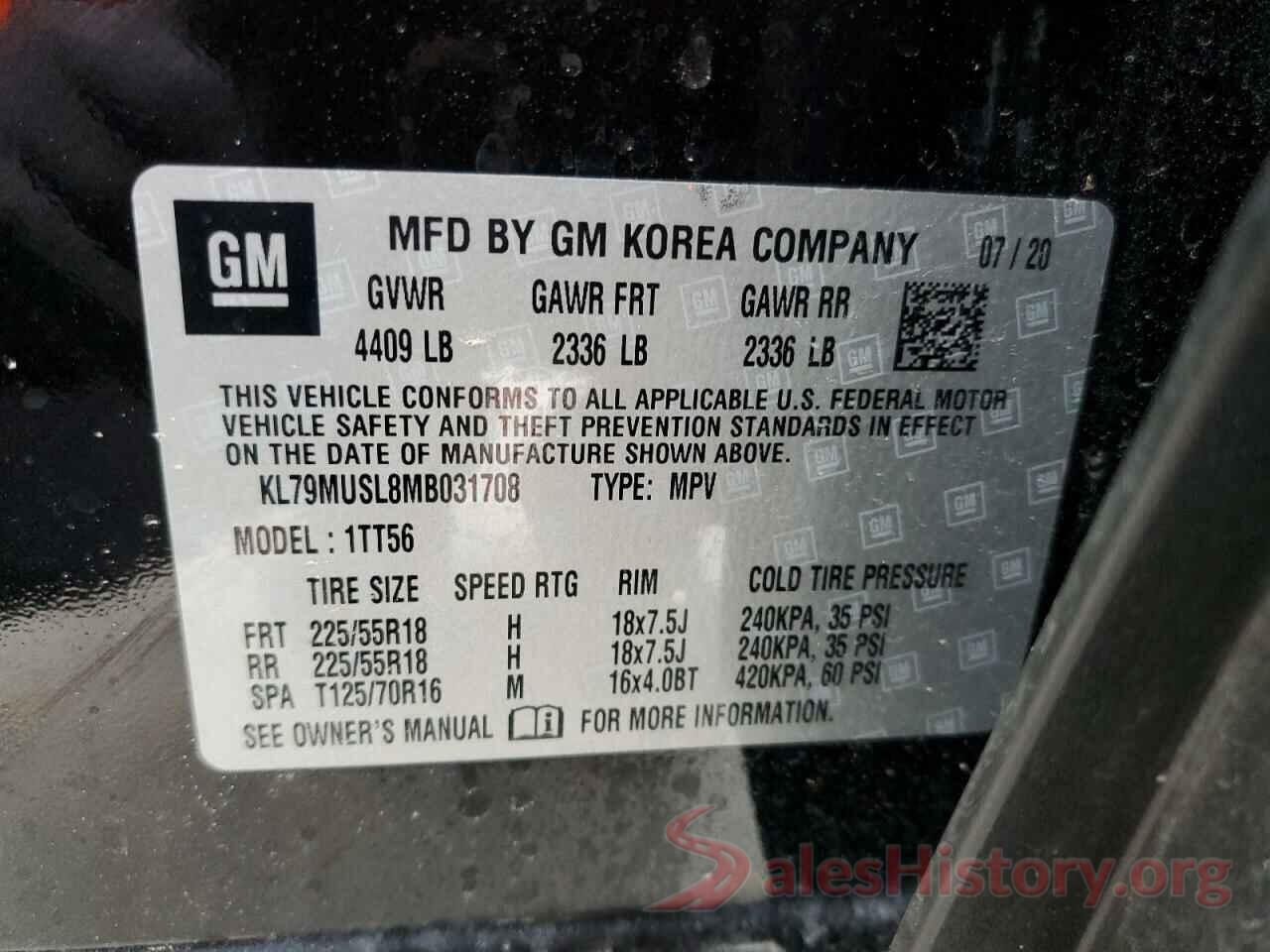 KL79MUSL8MB031708 2021 CHEVROLET TRAILBLZR