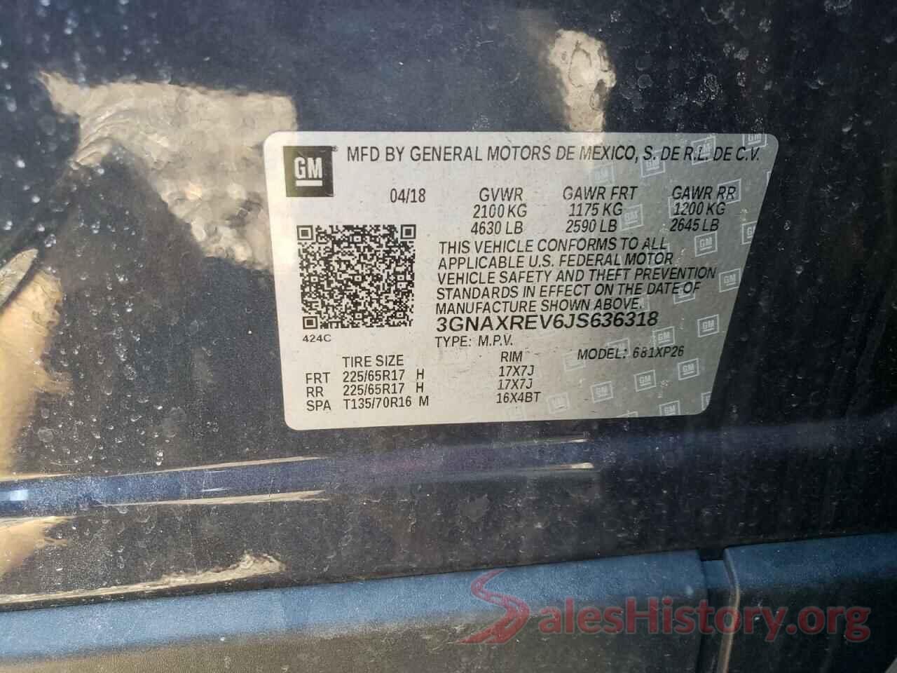 3GNAXREV6JS636318 2018 CHEVROLET EQUINOX