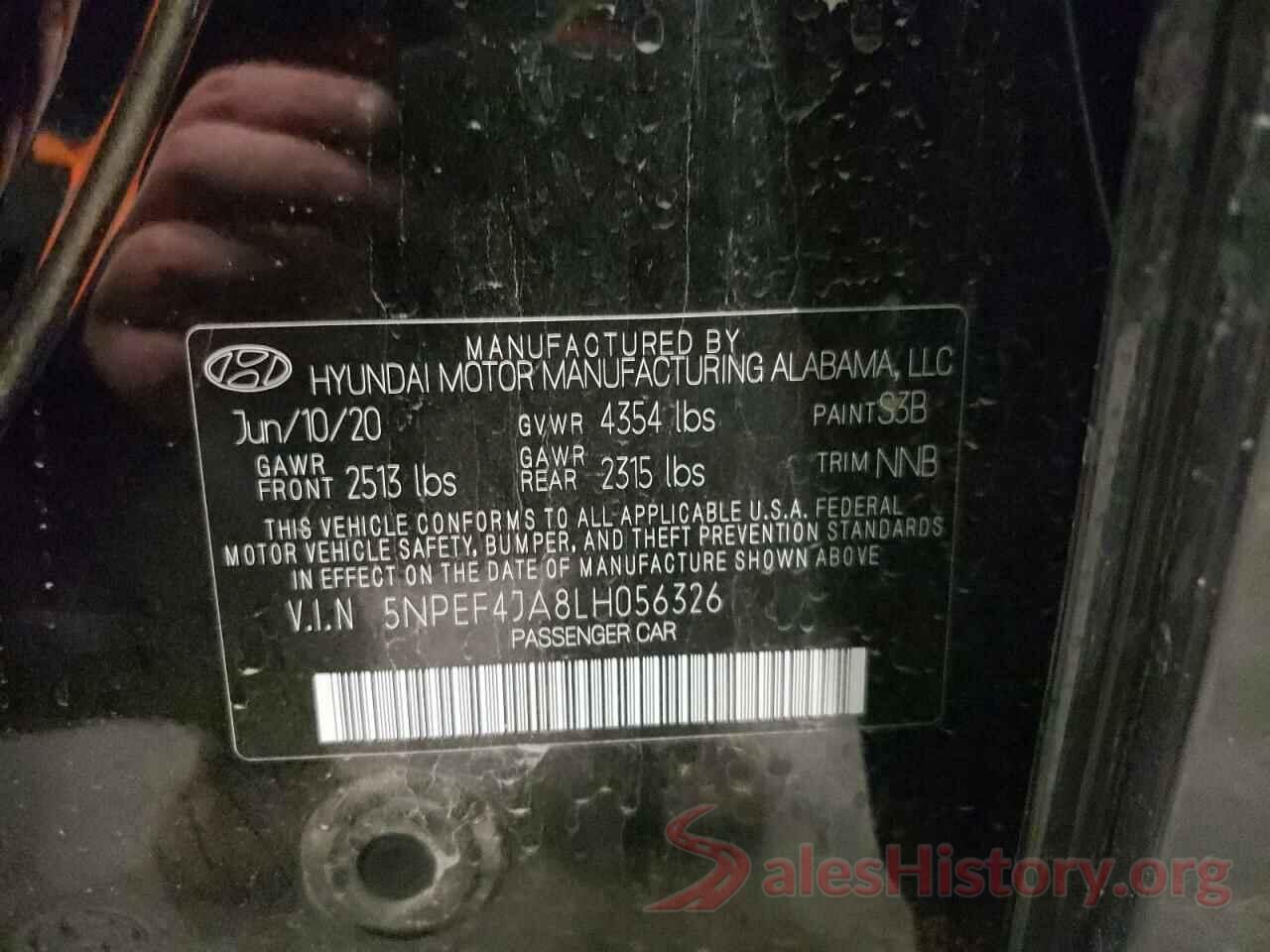 5NPEF4JA8LH056326 2020 HYUNDAI SONATA