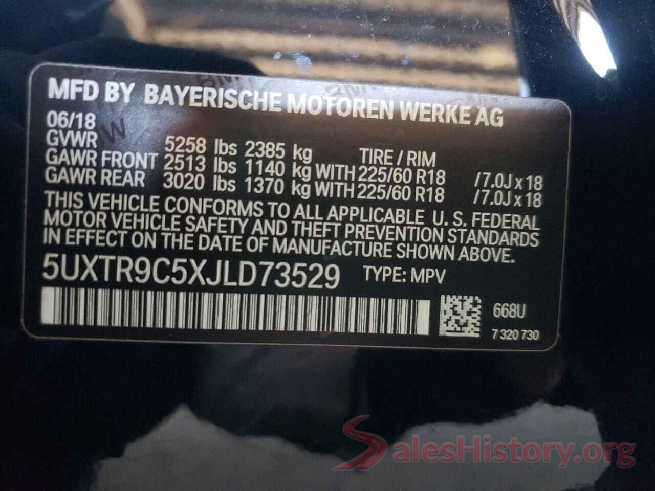 5UXTR9C5XJLD73529 2018 BMW X3