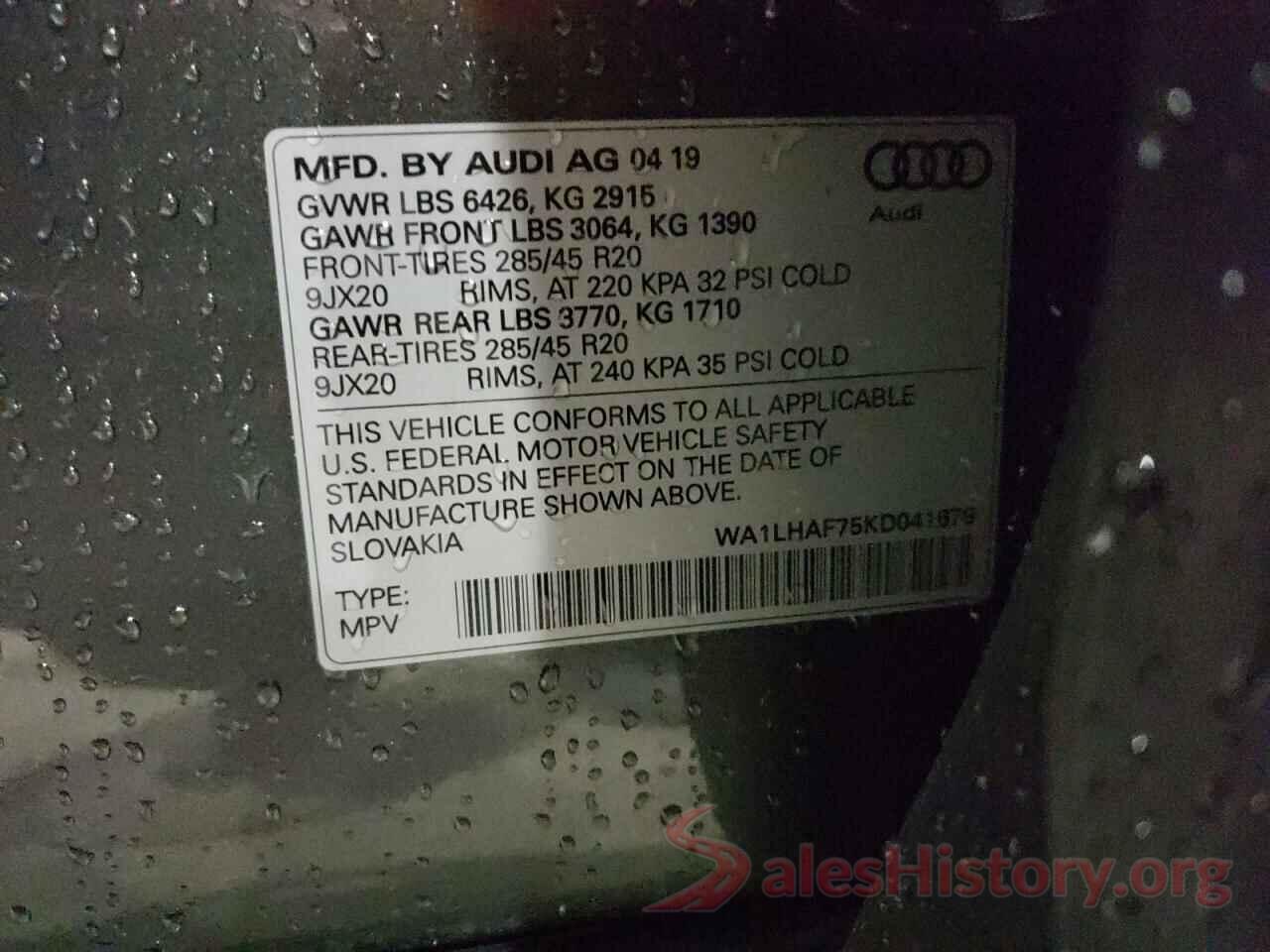 WA1LHAF75KD041679 2019 AUDI Q7