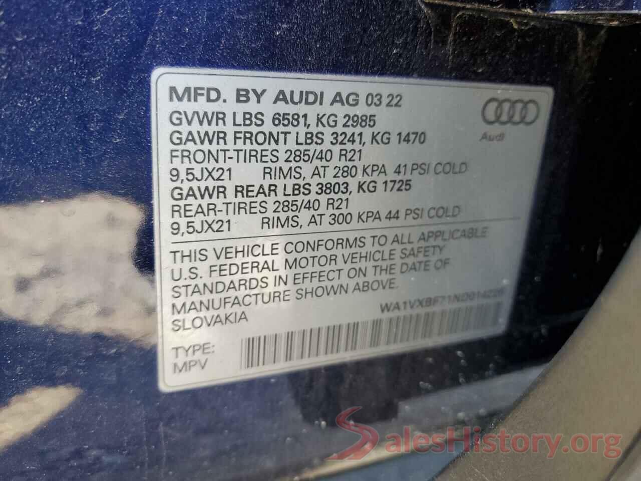 WA1VXBF71ND014226 2022 AUDI Q7