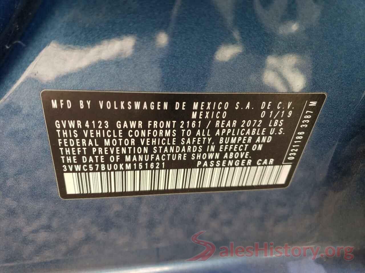 3VWC57BU0KM151621 2019 VOLKSWAGEN JETTA