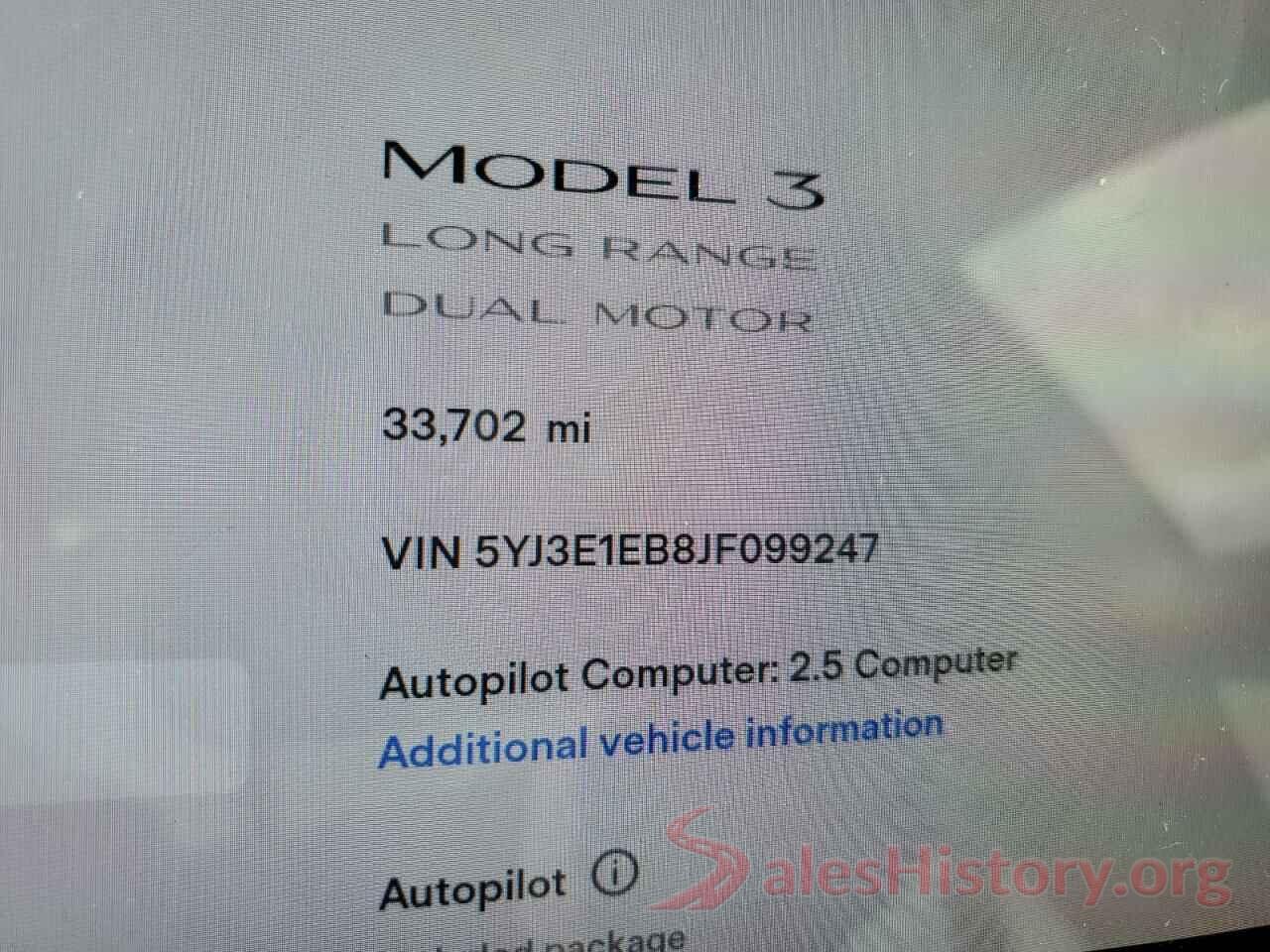 5YJ3E1EB8JF099247 2018 TESLA MODEL 3