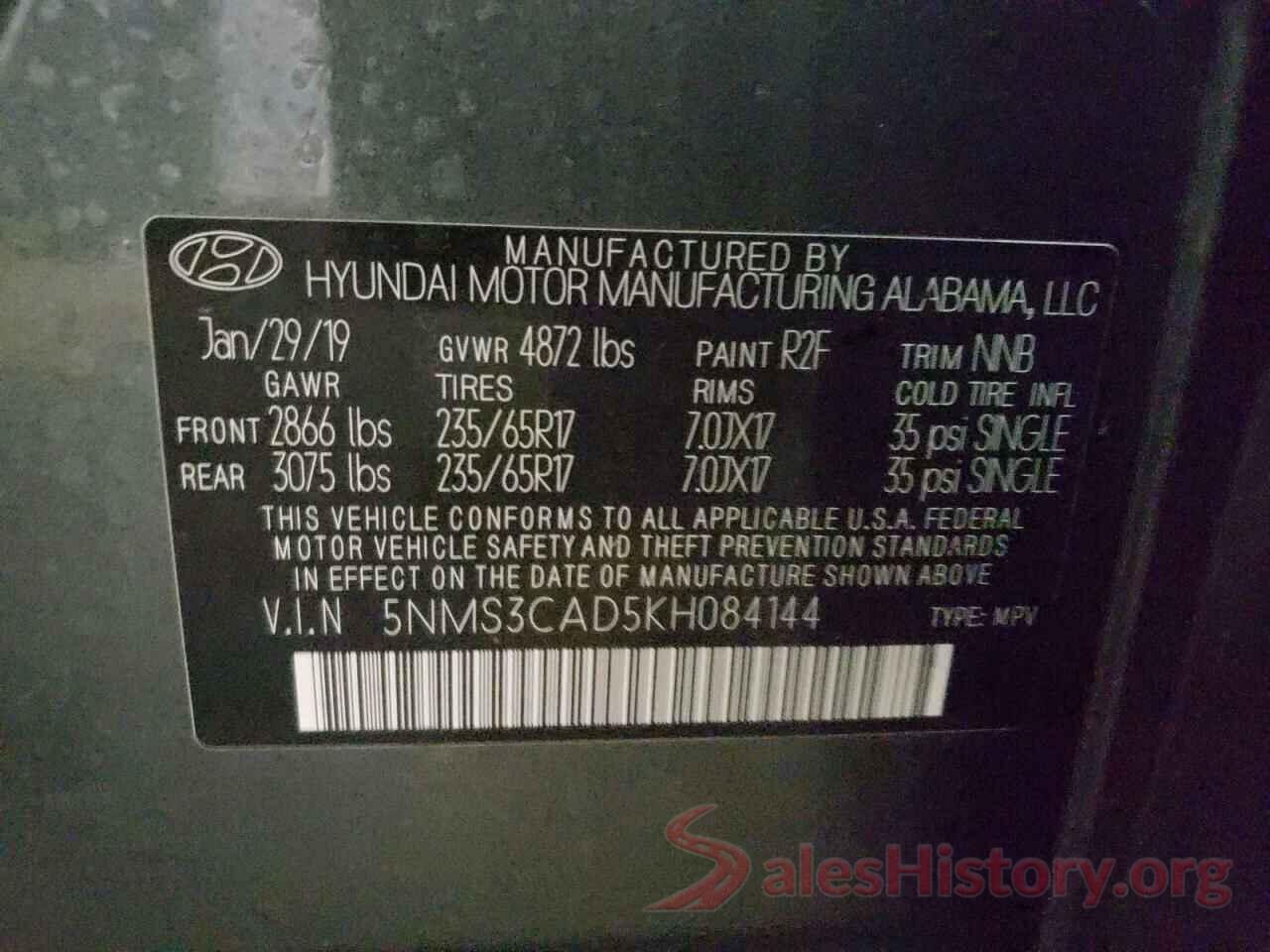 5NMS3CAD5KH084144 2019 HYUNDAI SANTA FE