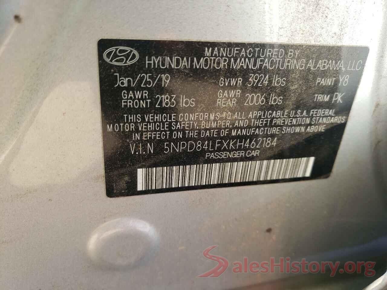 5NPD84LFXKH462184 2019 HYUNDAI ELANTRA