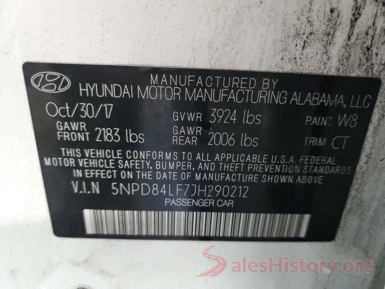 5NPD84LF7JH290212 2018 HYUNDAI ELANTRA