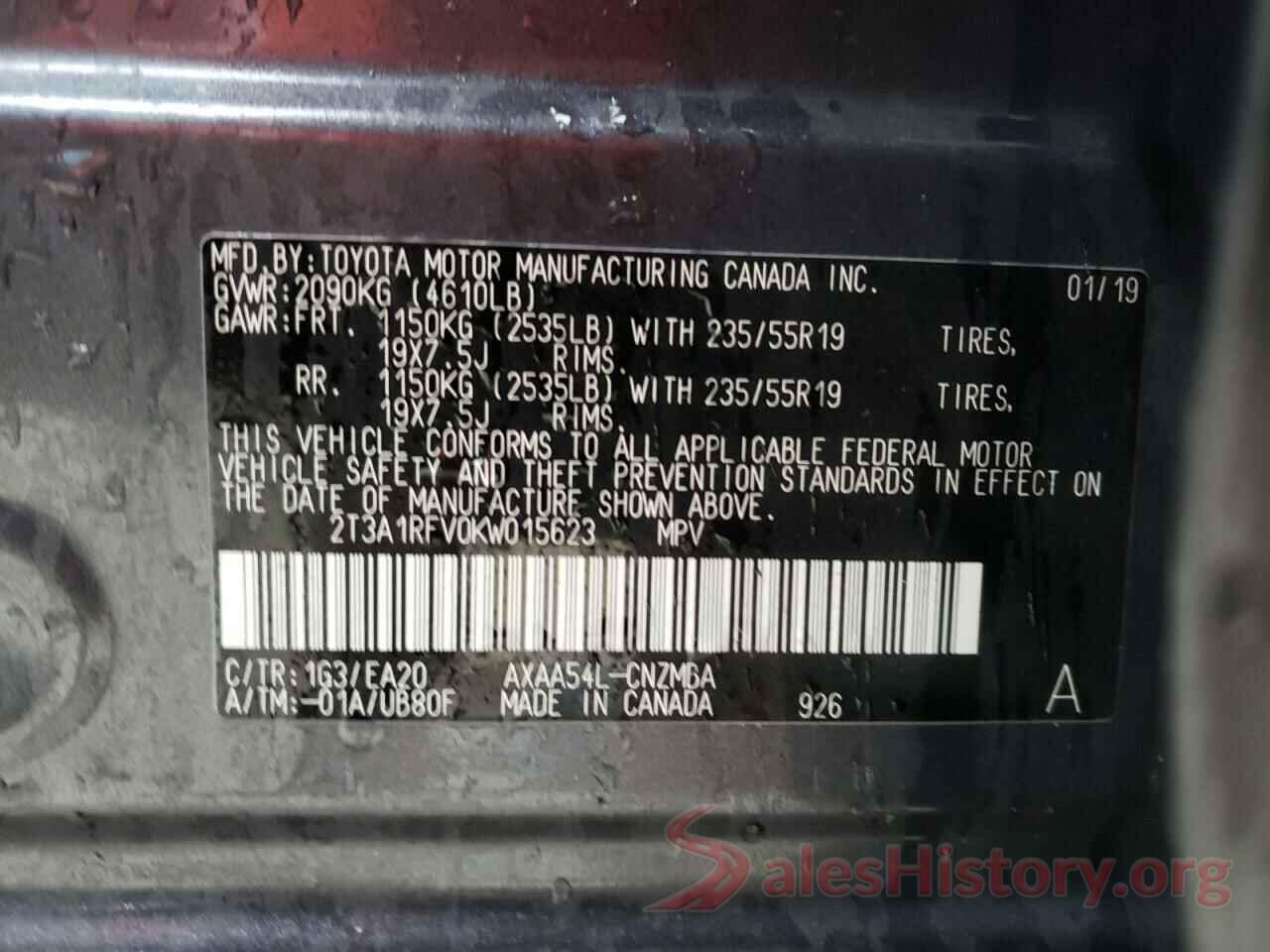 2T3A1RFV0KW015623 2019 TOYOTA RAV4