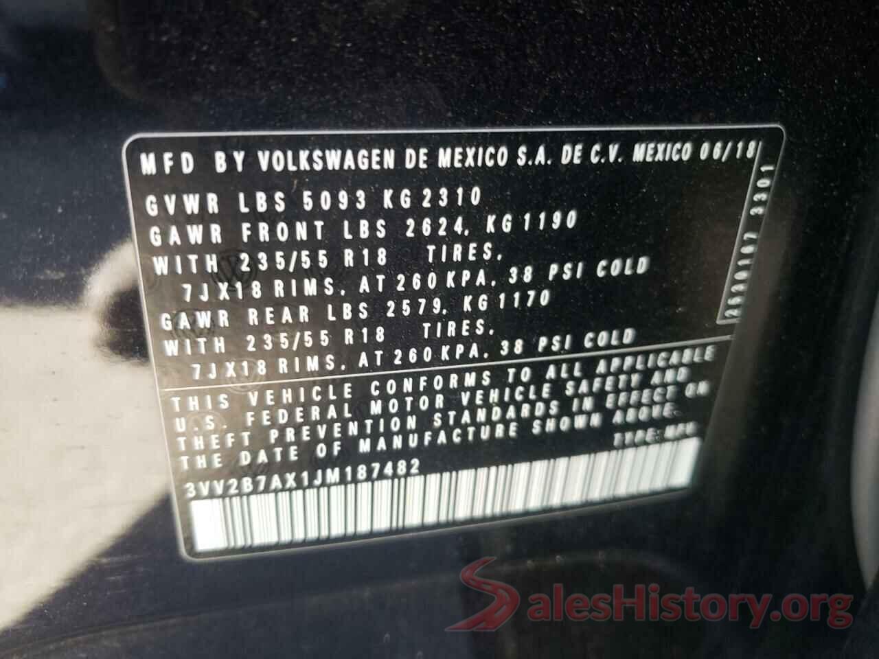 3VV2B7AX1JM187482 2018 VOLKSWAGEN TIGUAN