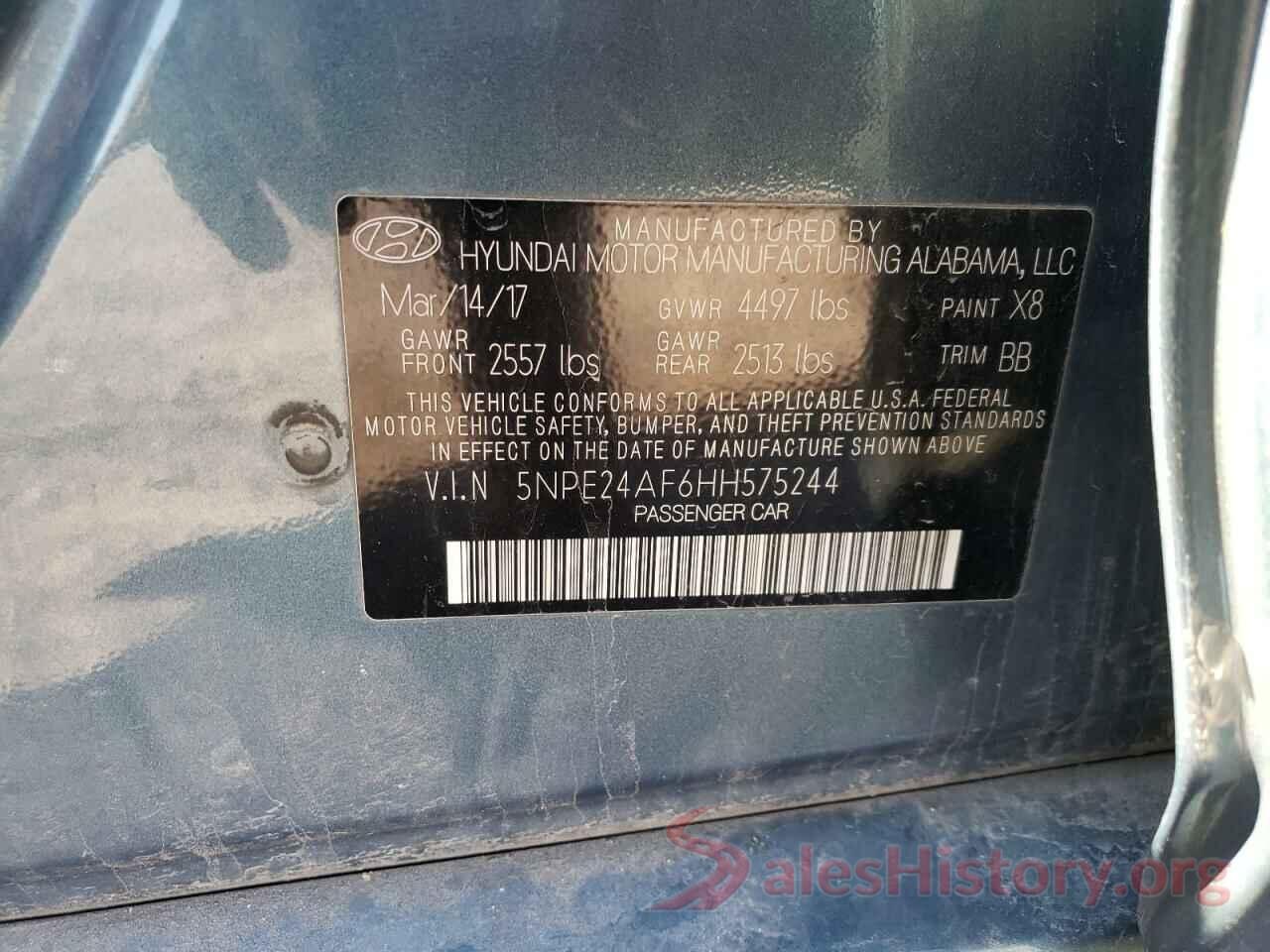 5NPE24AF6HH575244 2017 HYUNDAI SONATA