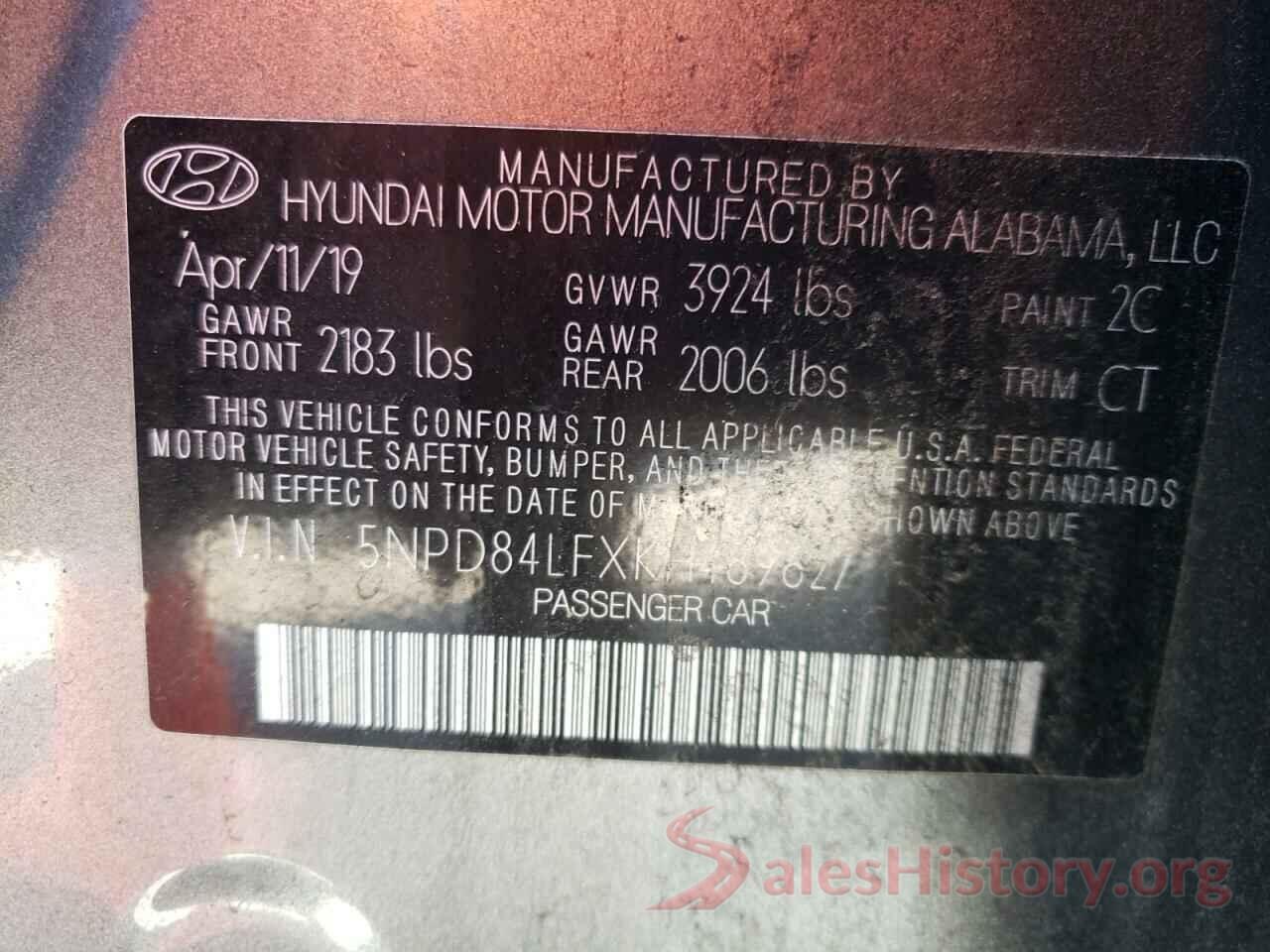 5NPD84LFXKH489627 2019 HYUNDAI ELANTRA