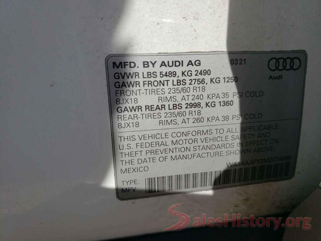 WA1AAAFY2M2074898 2021 AUDI Q5