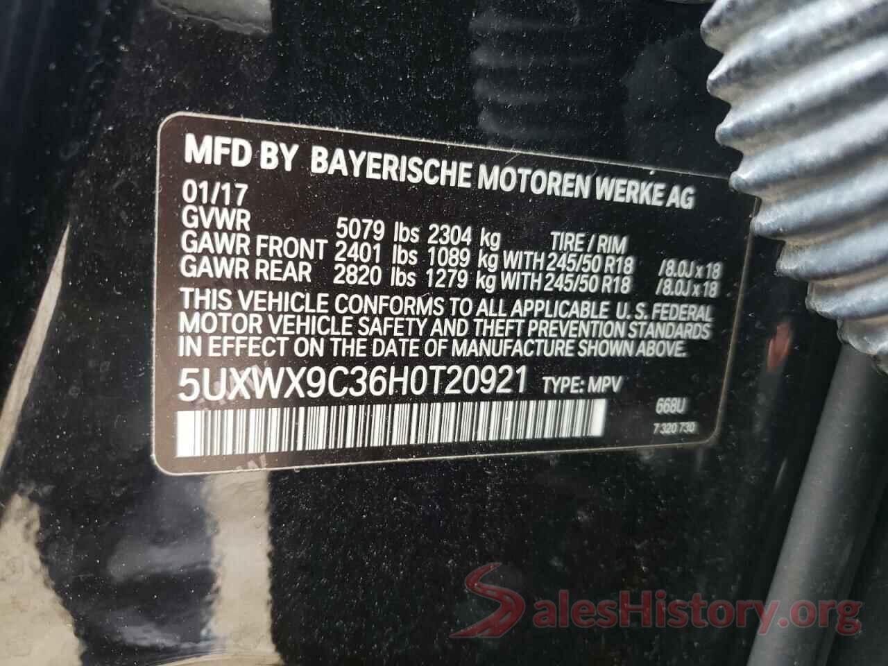 5UXWX9C36H0T20921 2017 BMW X3