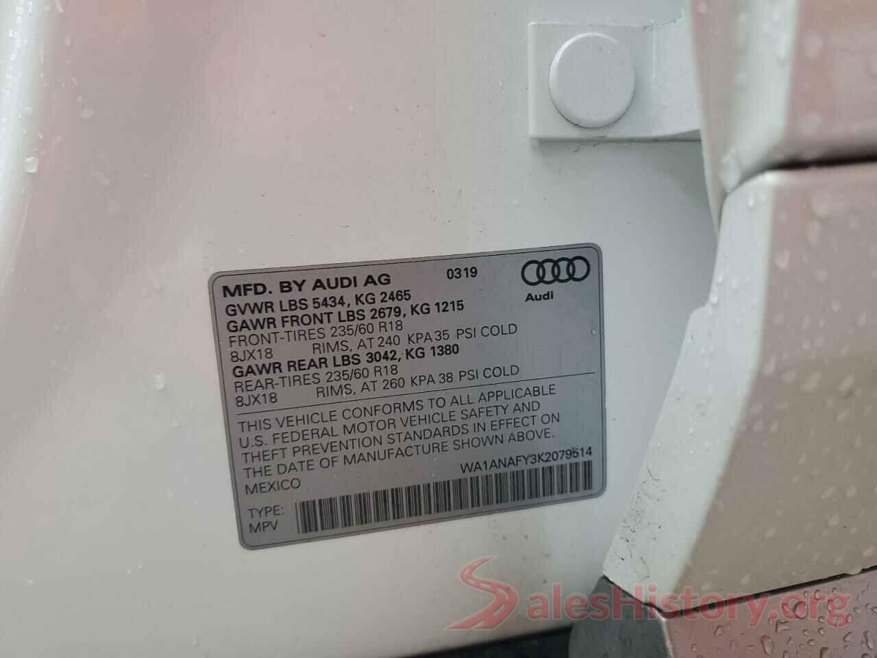 WA1ANAFY3K2079514 2019 AUDI Q5