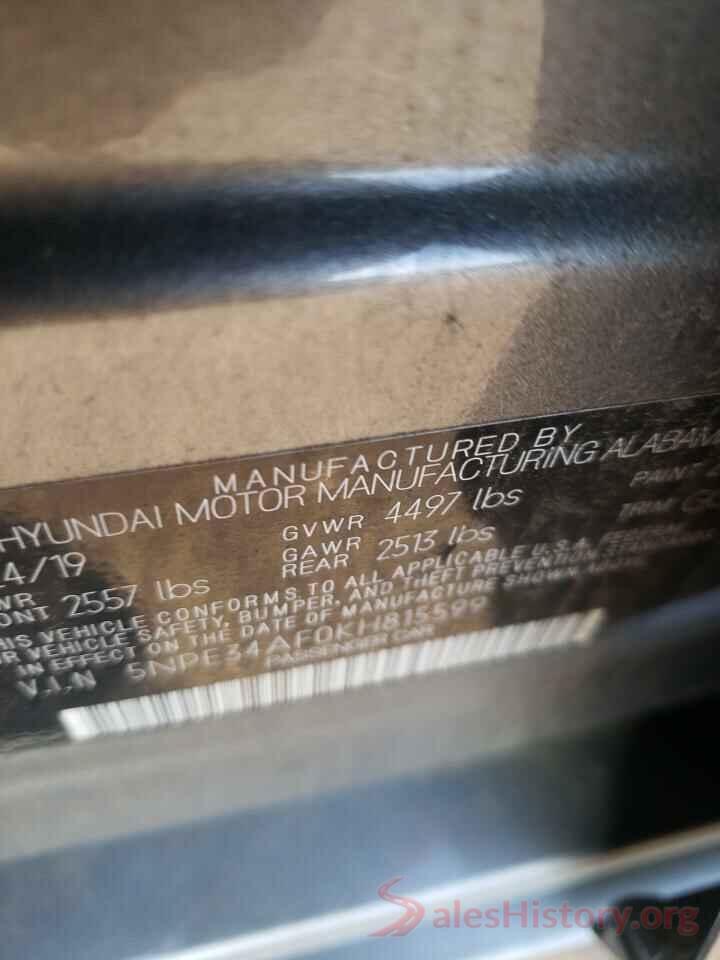 5NPE34AF0KH815599 2019 HYUNDAI SONATA