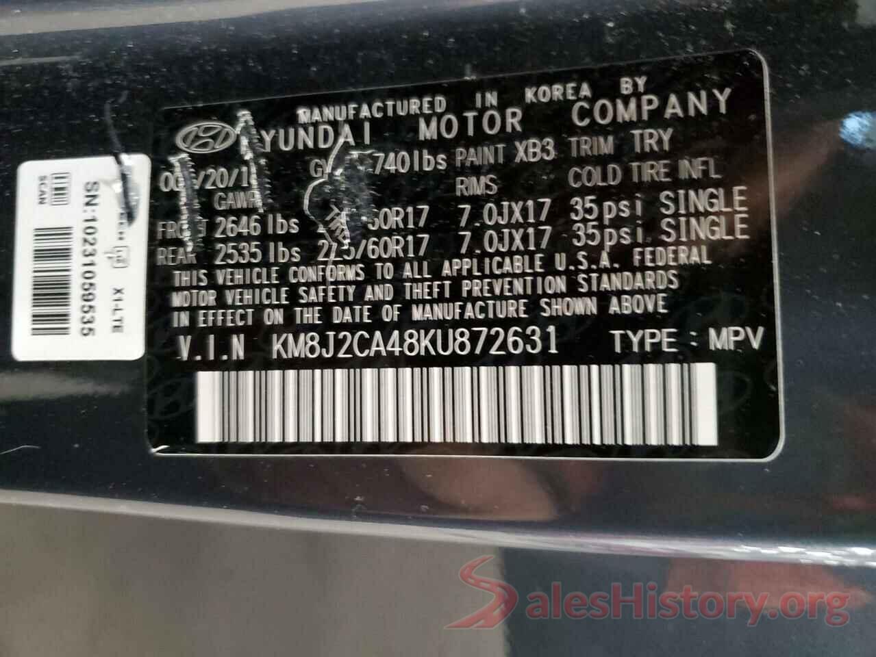 KM8J2CA48KU872631 2019 HYUNDAI TUCSON