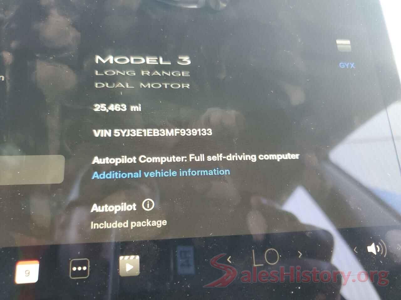 5YJ3E1EB3MF939133 2021 TESLA MODEL 3