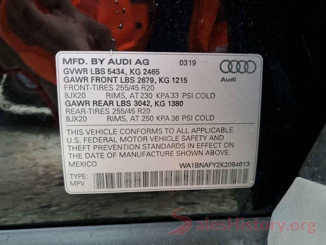 WA1BNAFY2K2084613 2019 AUDI Q5