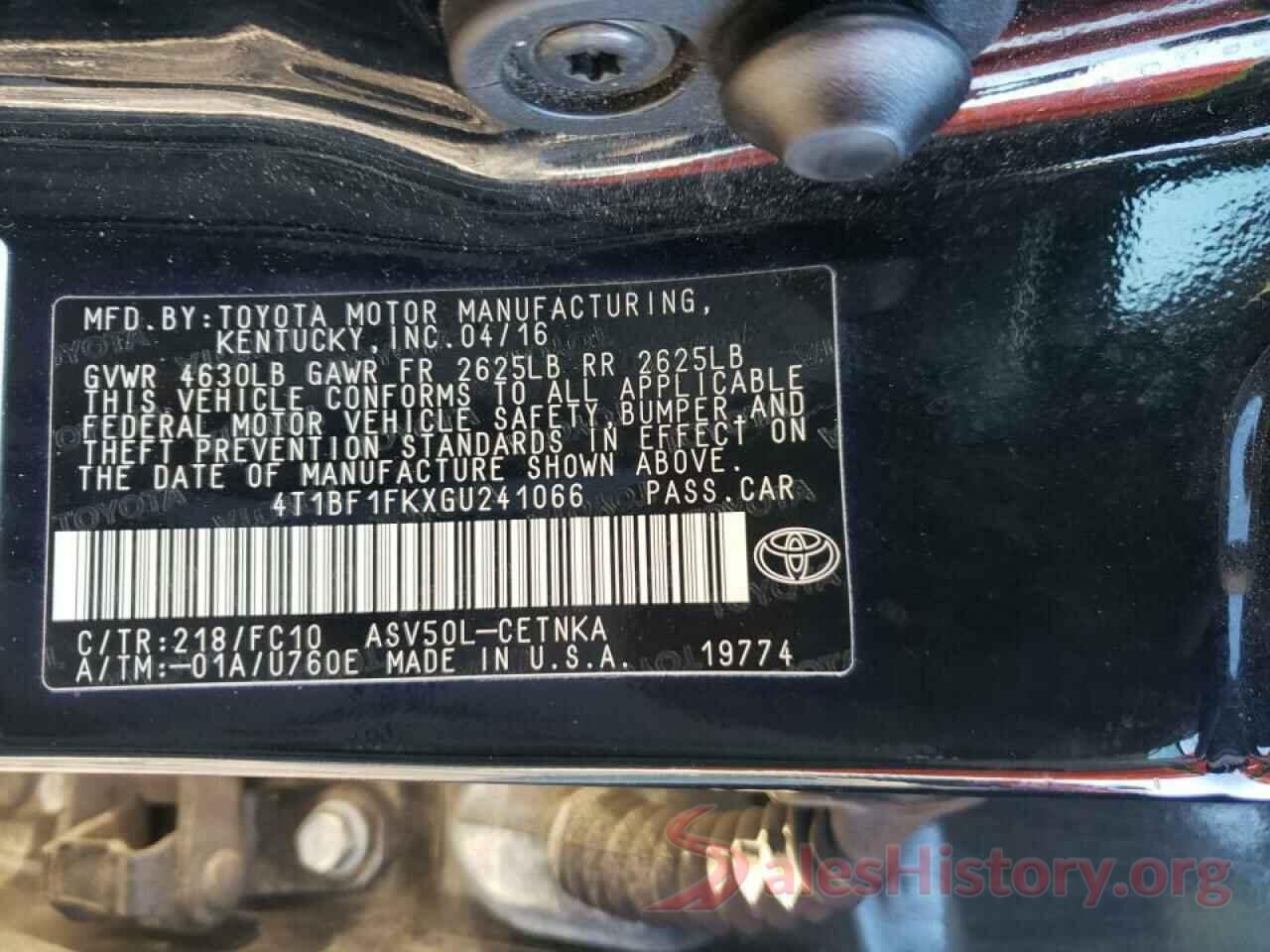 4T1BF1FKXGU241066 2016 TOYOTA CAMRY