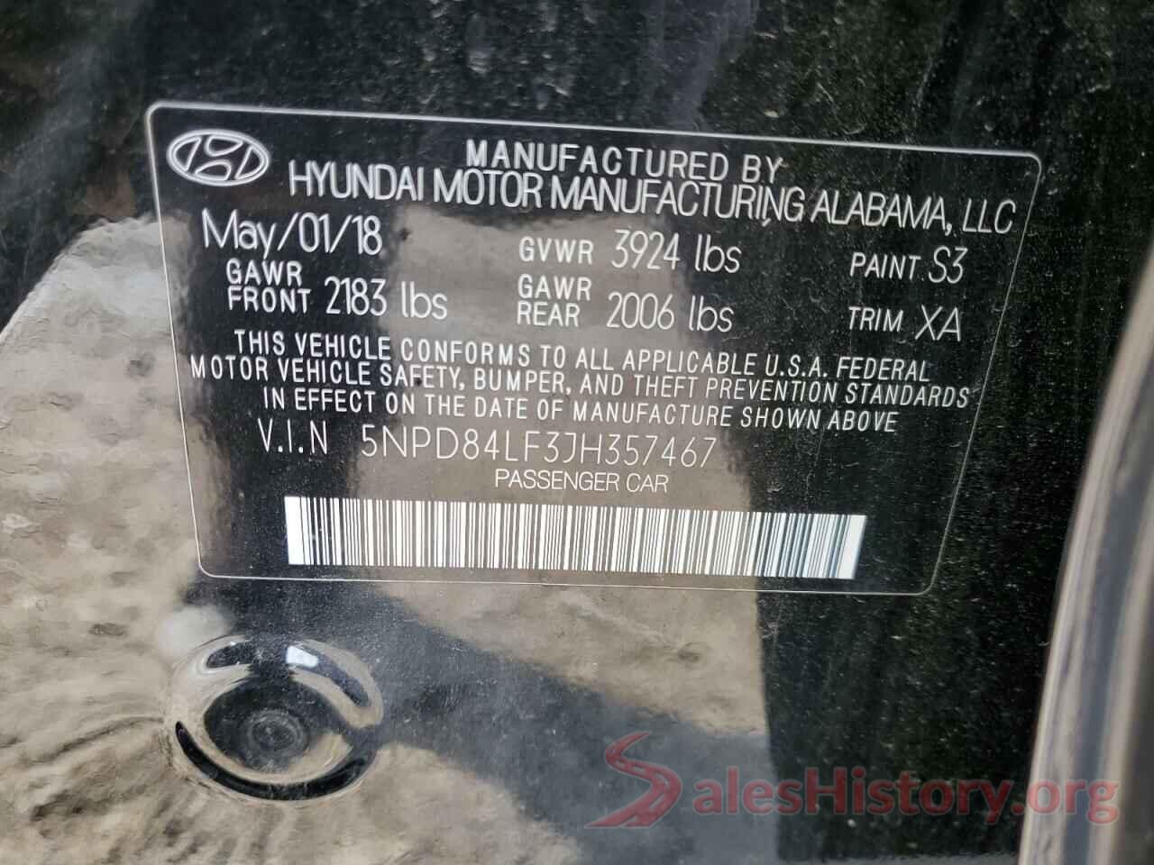 5NPD84LF3JH357467 2018 HYUNDAI ELANTRA