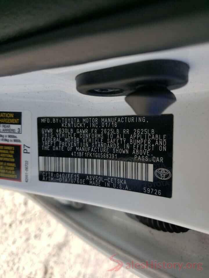 4T1BF1FK1GU568391 2016 TOYOTA CAMRY