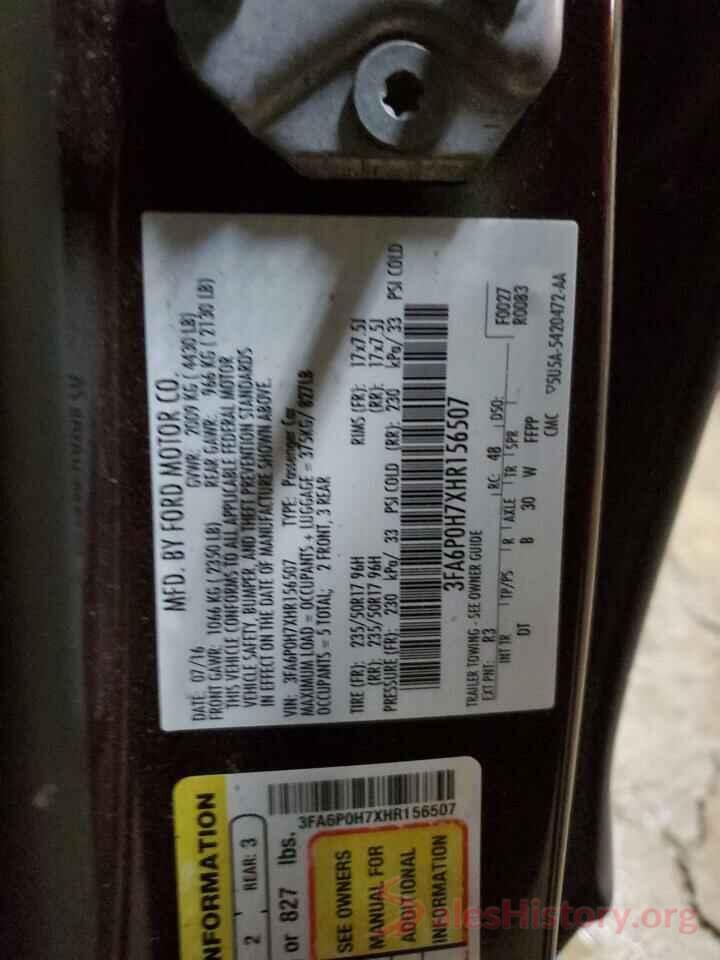 3FA6P0H7XHR156507 2017 FORD FUSION