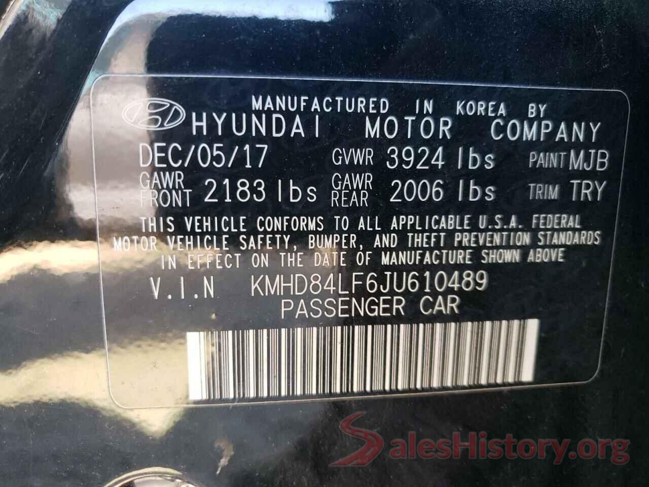 KMHD84LF6JU610489 2018 HYUNDAI ELANTRA