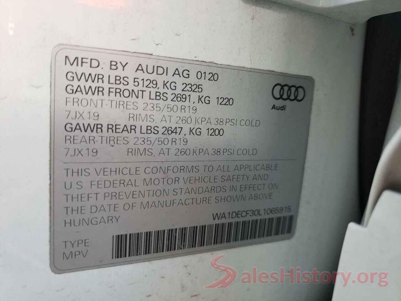 WA1DECF30L1065915 2020 AUDI Q3