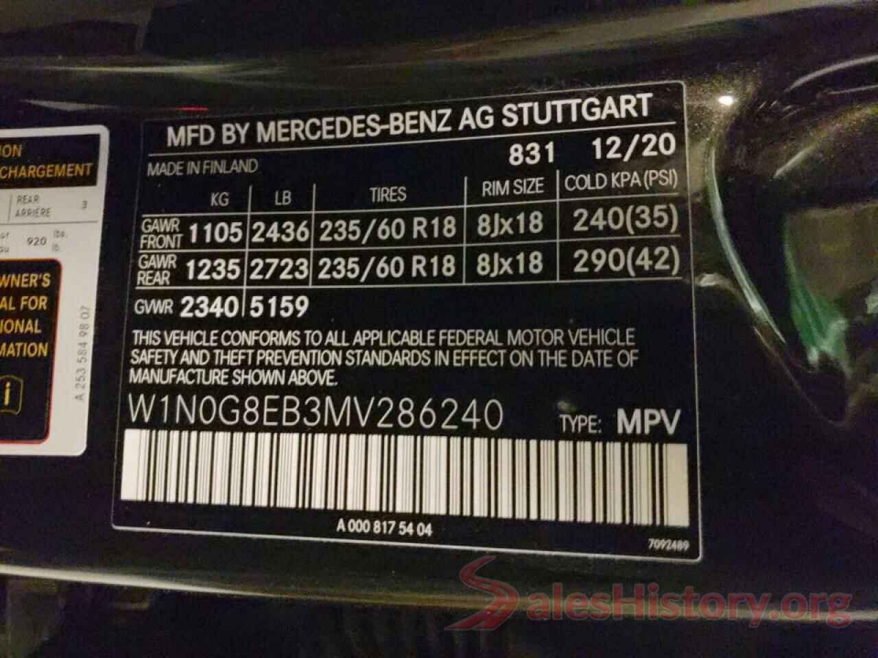 W1N0G8EB3MV286240 2021 MERCEDES-BENZ GLC-CLASS