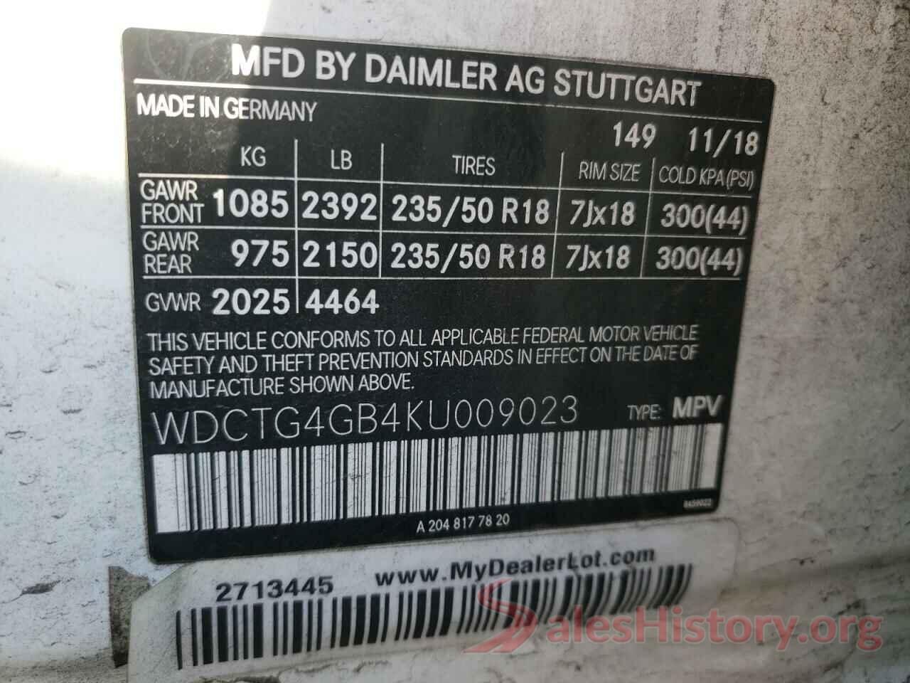 WDCTG4GB4KU009023 2019 MERCEDES-BENZ GLA-CLASS