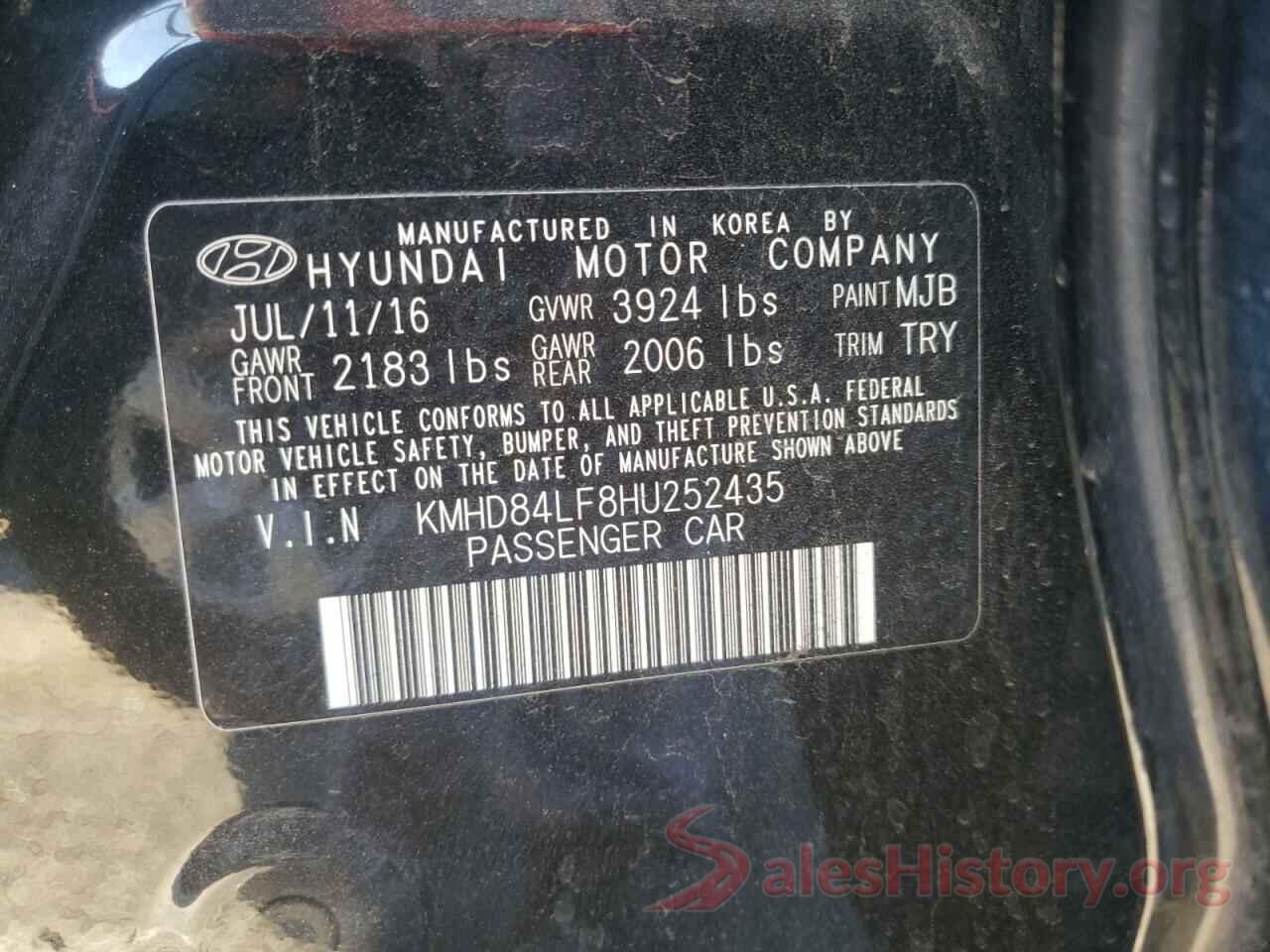 KMHD84LF8HU252435 2017 HYUNDAI ELANTRA