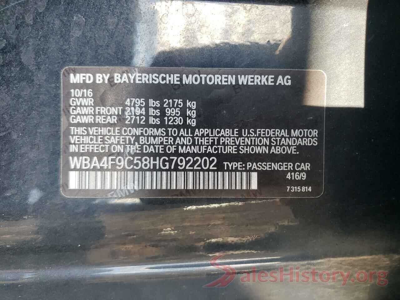 WBA4F9C58HG792202 2017 BMW 4 SERIES