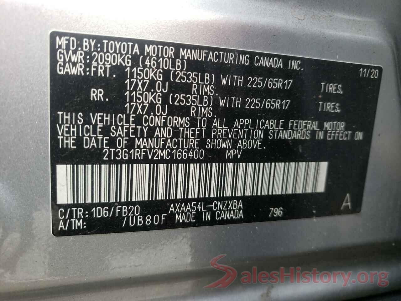 2T3G1RFV2MC166400 2021 TOYOTA RAV4