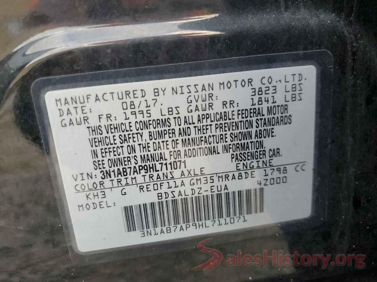 3N1AB7AP9HL711071 2017 NISSAN SENTRA