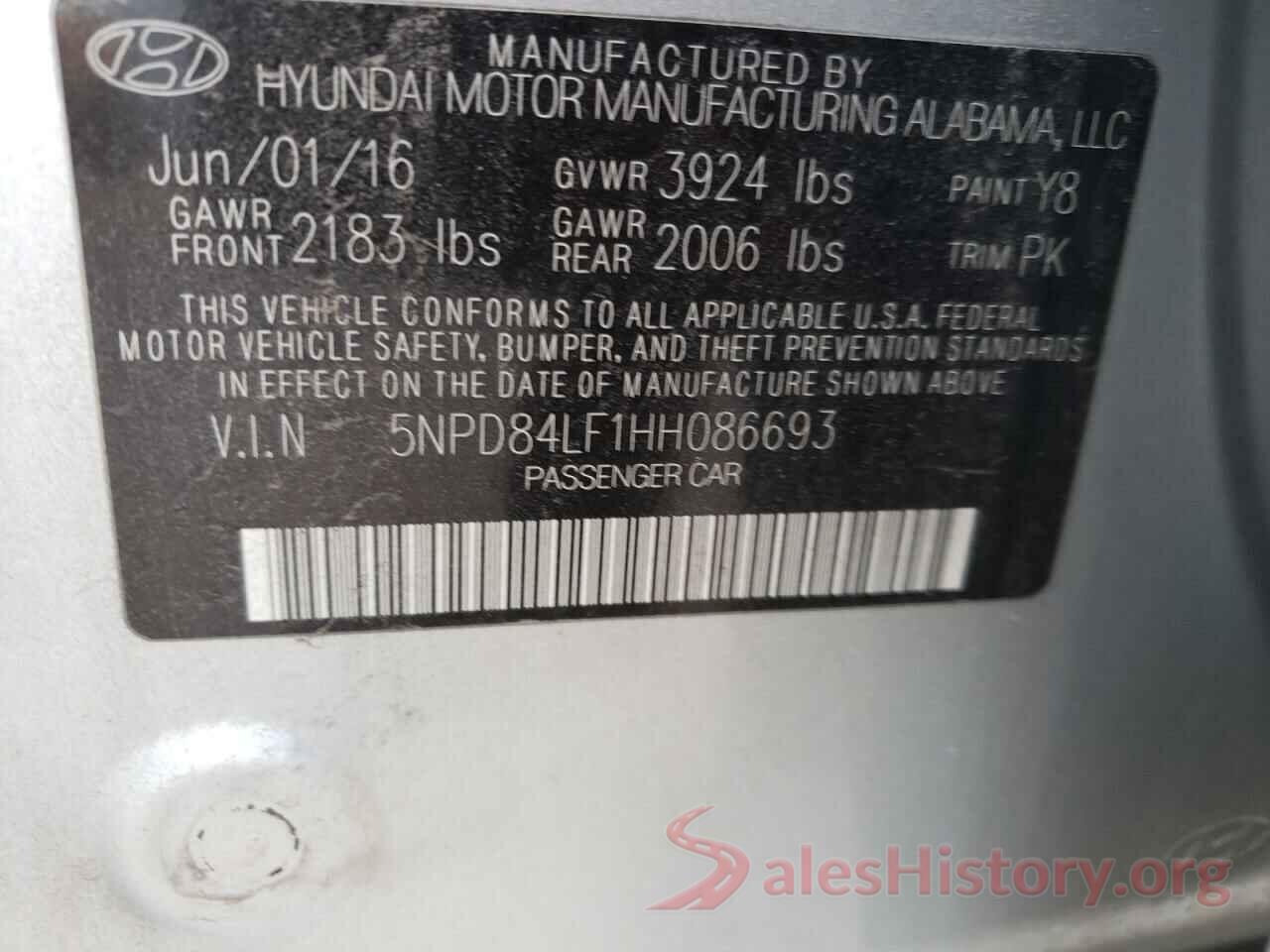 5NPD84LF1HH086693 2017 HYUNDAI ELANTRA