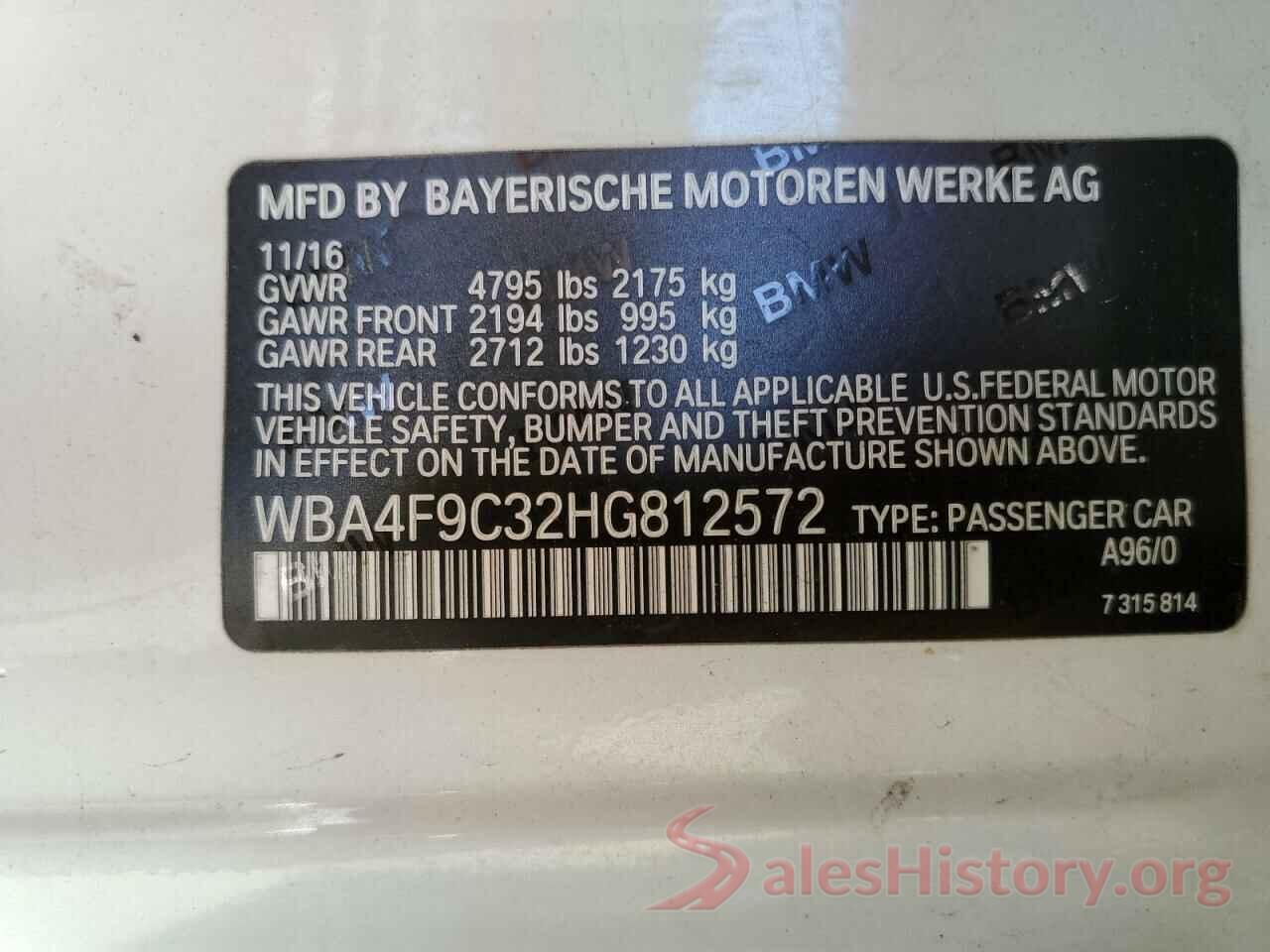 WBA4F9C32HG812572 2017 BMW 4 SERIES