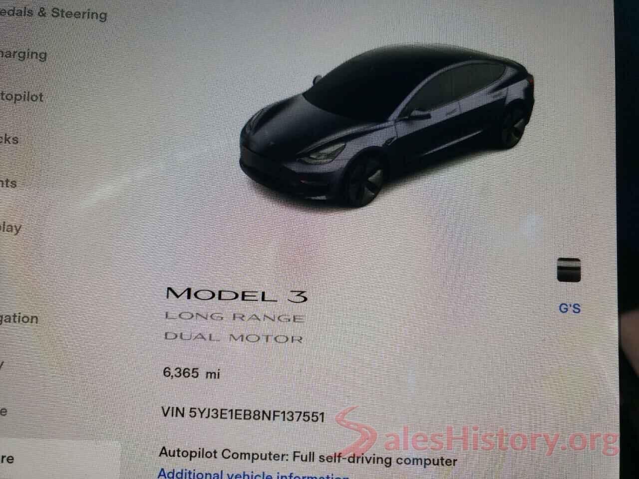 5YJ3E1EB8NF137551 2022 TESLA MODEL 3