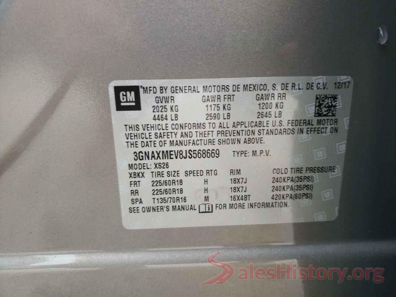 3GNAXMEV8JS568669 2018 CHEVROLET EQUINOX