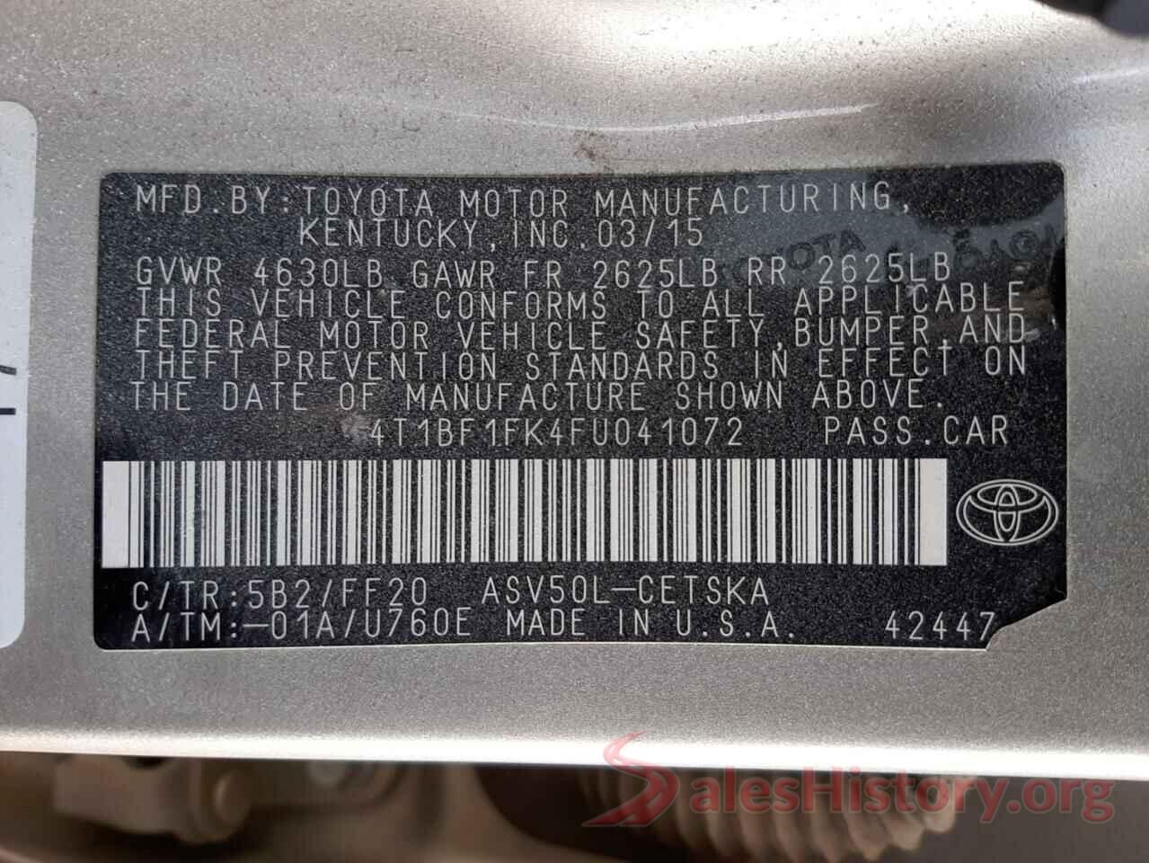 4T1BF1FK4FU041072 2015 TOYOTA CAMRY