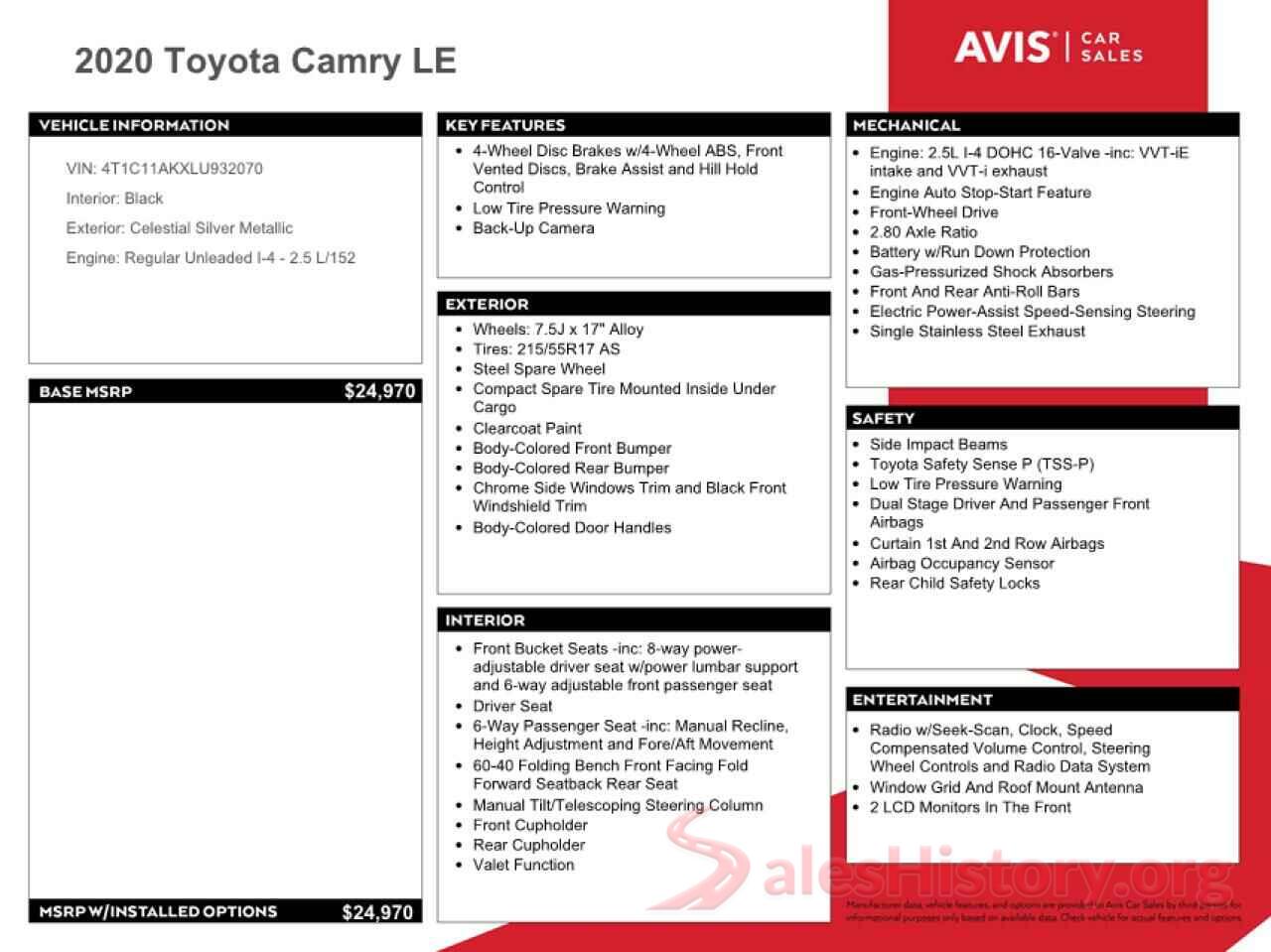 4T1C11AKXLU932070 2020 TOYOTA CAMRY