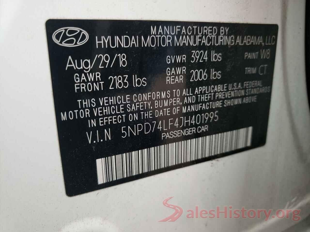 5NPD74LF4JH401995 2018 HYUNDAI ELANTRA