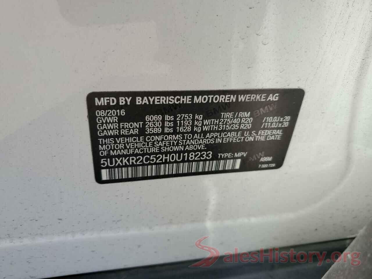 5UXKR2C52H0U18233 2017 BMW X5